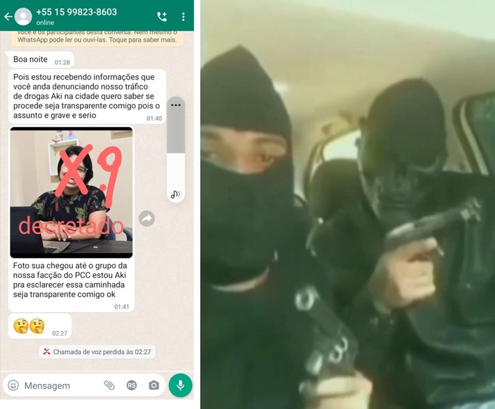 Golpistas se passam por membros de facção para extorquir dinheiro e ameaçar moradores em Apiaí — Foto: Reprodução