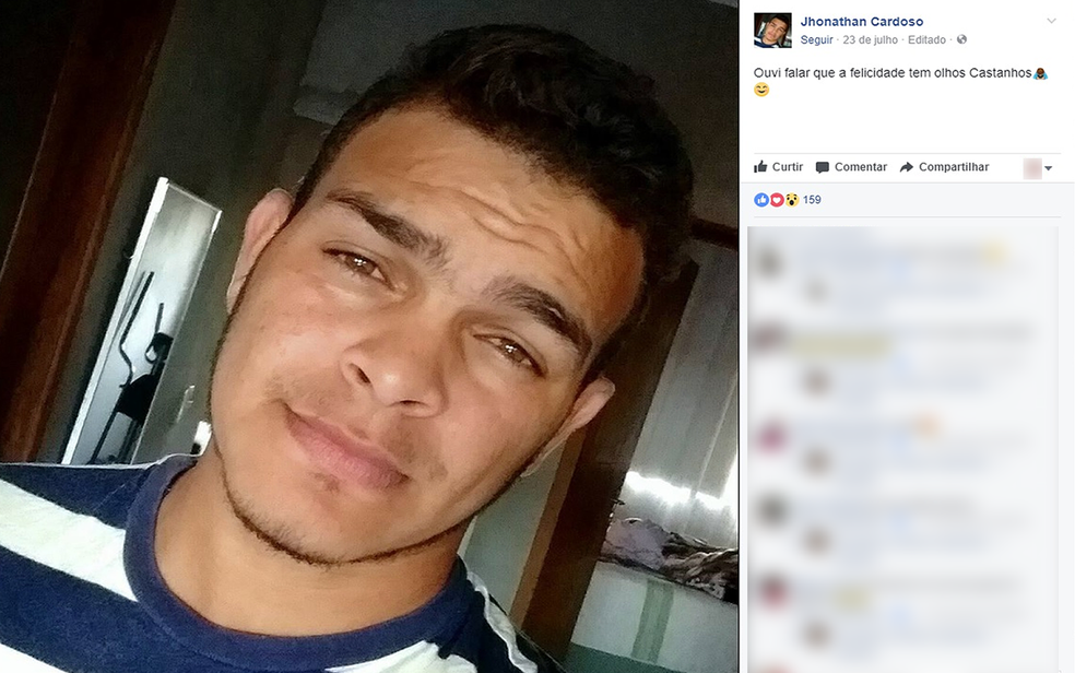 Jhonathan de Oliveira Ferreira, de 23 anos, foi encontrado morto embaixo de veículo (Foto: Reprodução/ Facebook)