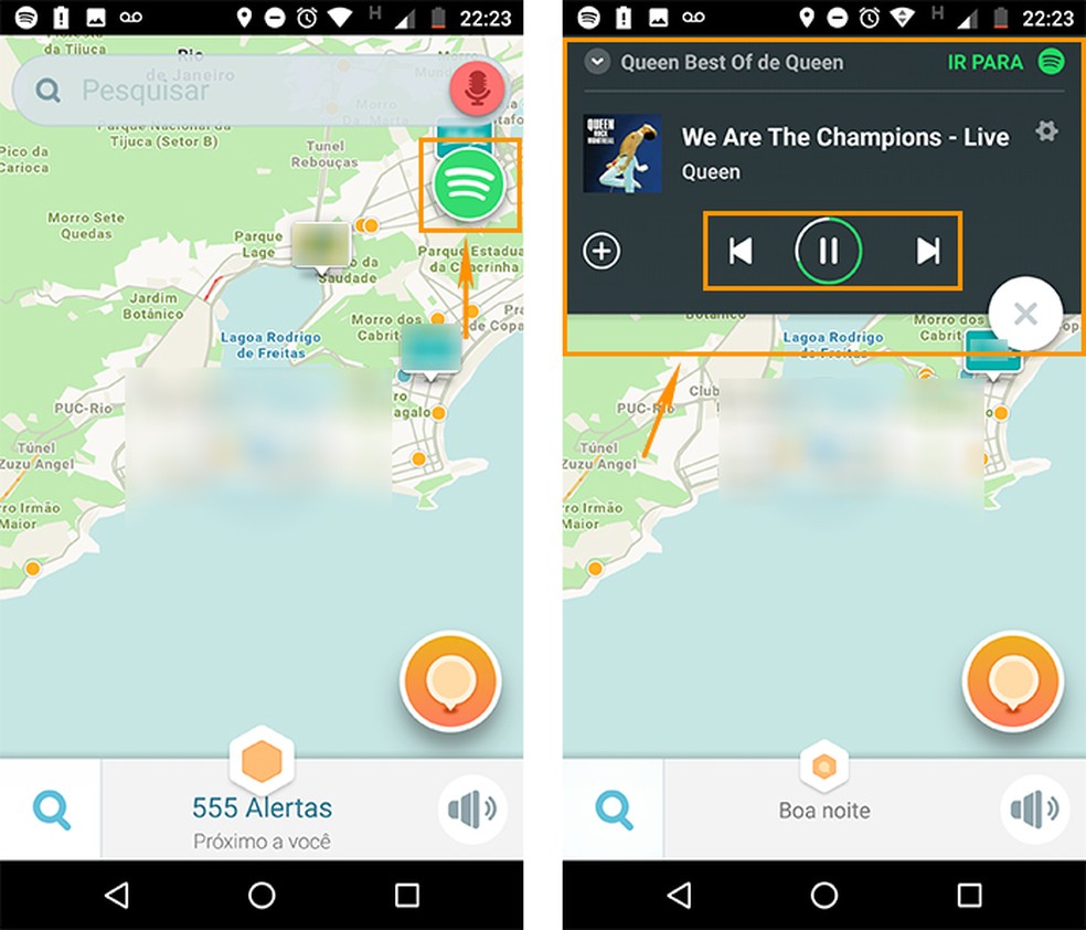 Opção para controlar suas músicas do Spotify diretamente pelo Waze (Foto: Reprodução/Barbara Mannara)