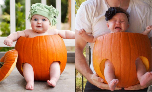 Já sabemos que a melancia não funciona, mas que tal uma abóbora? Talvez o Halloween tenha assustado o modelo (Foto: Pinterest)