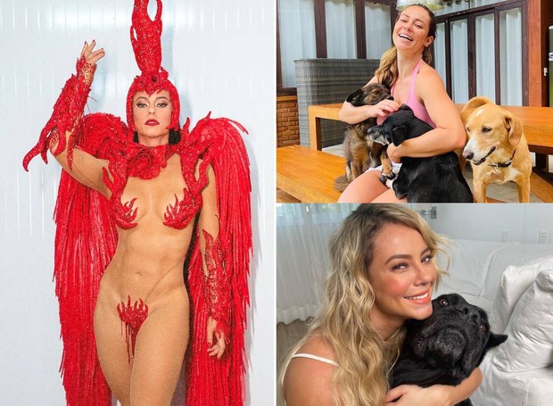 Paolla Oliveira, Rainha de Bateria da Grande Rio, e os cachorros que é tutora (Foto: Instagram/@paollaoliveirareal/Reprodução)