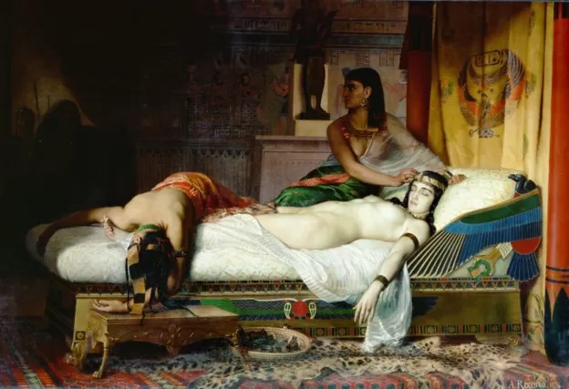 Quadro 'Morte de Cleópatra' (1874), de Jean Angre Rixen (Foto: GETTY IMAGES (via BBC))