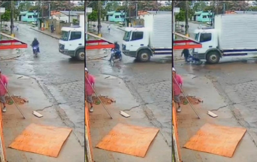 Caminhão passa por cima de moto e arrasta motociclista em Avaré — Foto: Arquivo Pessoal 