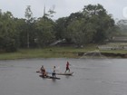 Com cheia, ponto turístico vira local de pesca no interior do AC