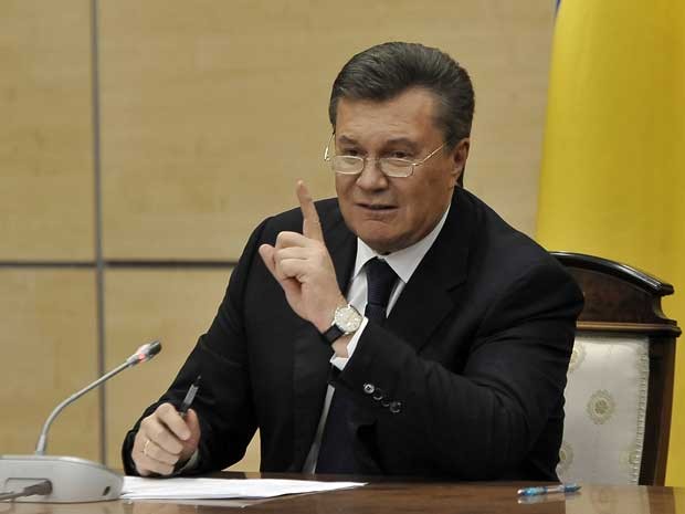 Presidente deposto na Ucrânia, Viktor Yanukovich, durante entrevista Rostov del Don, no Sul da Rússia. (Foto:  Andrey Kronberg / AFP Photo)