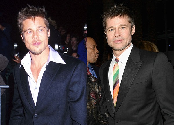 Brad Pitt em 1998 / Brad Pitt em 2017 (Foto: Getty Images)