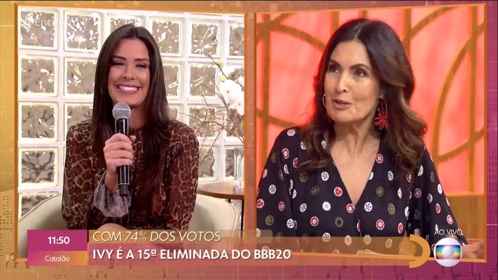 Ivy conversa com Fátima Bernardes após eliminação do 'BBB20' — Foto: TV Globo