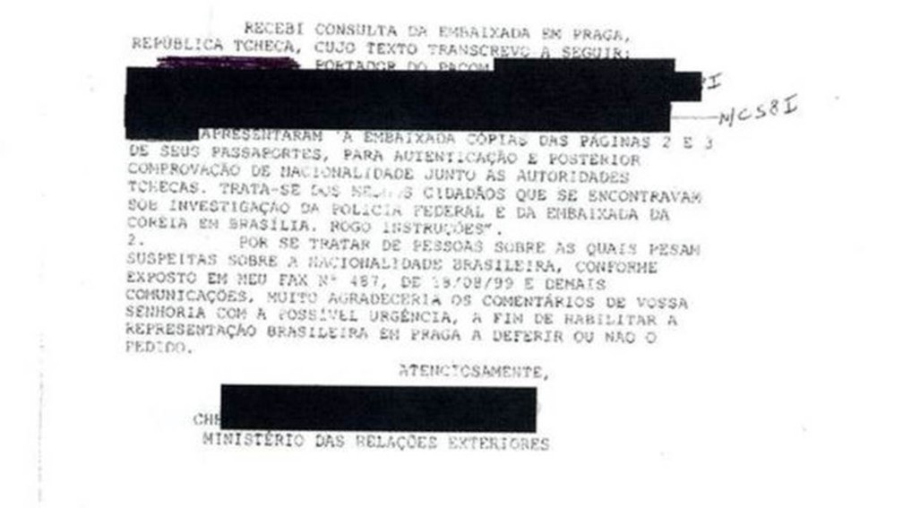 Funcionário da Embaixada do Brasil em Praga fez consulta para saber se poderia autenticar cópias dos documentos das pessoas que estavam sendo investigadas (Foto: BBC)