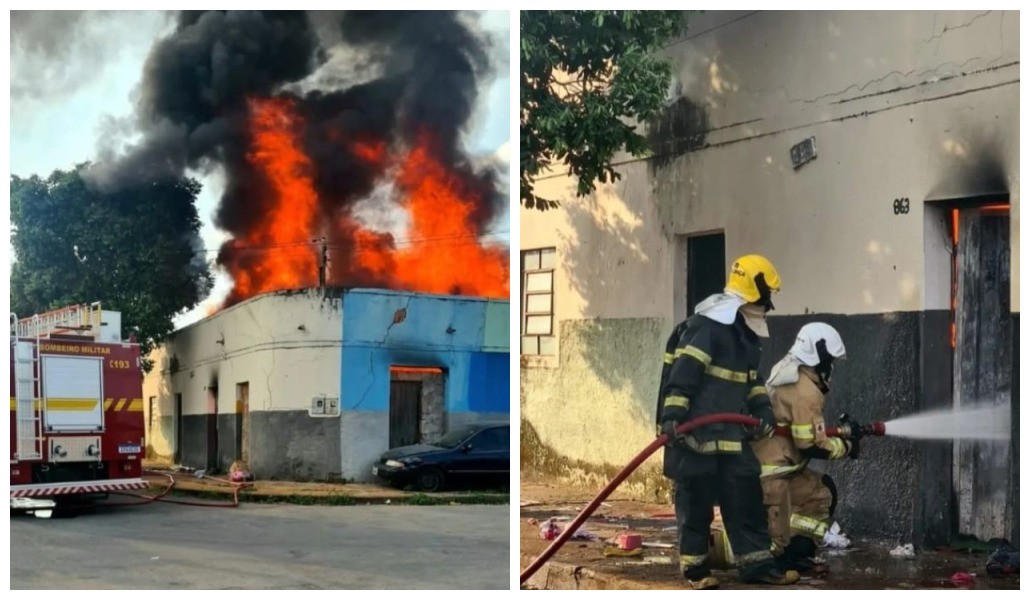 Morador fica ferido durante incêndio em casa, em Pirapora