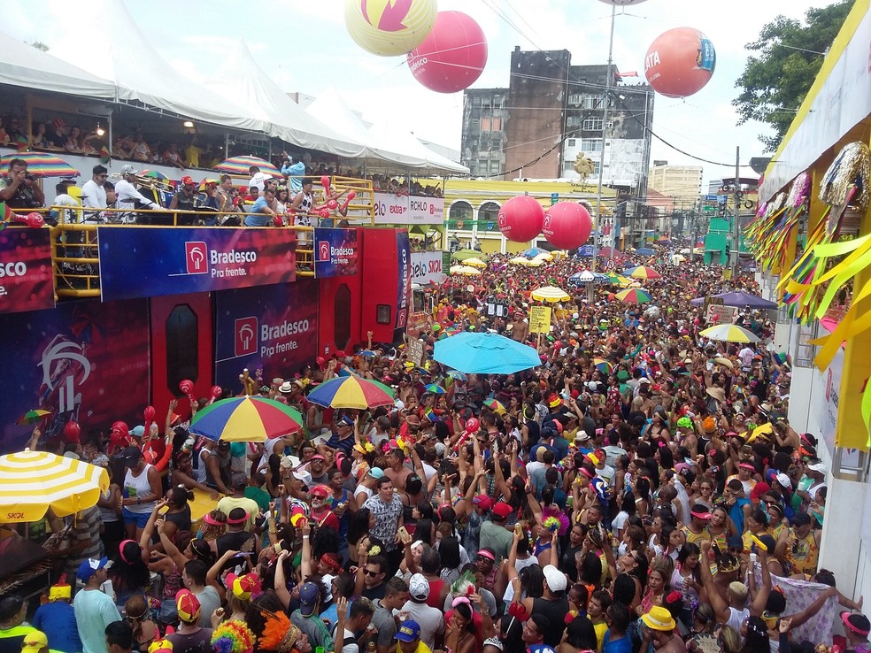 Trios elétricos arrastaram multidão pelas ruas do Centro do Recife, durante o desfile do Galo da Madrugada, neste sábado de Zé Pereira (10) (Foto: Pedro Alves/G1 PE)