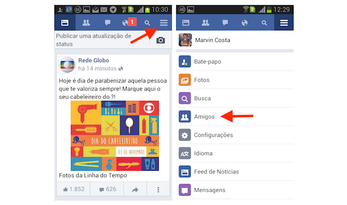 Acessando a página de amigos do Facebook através da versão lite para Android (Foto: Reprodução/Marvin Costa)