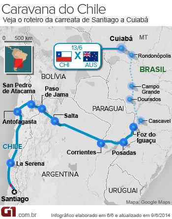 Mapa caminho do Chile Foz do Iguaçu