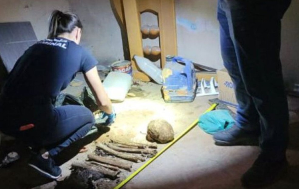 Polícia Civil encontra 4 ossadas humanas em casa e pedreiro é preso em flagrante em Marília — Foto: Polícia Civil /Divulgação