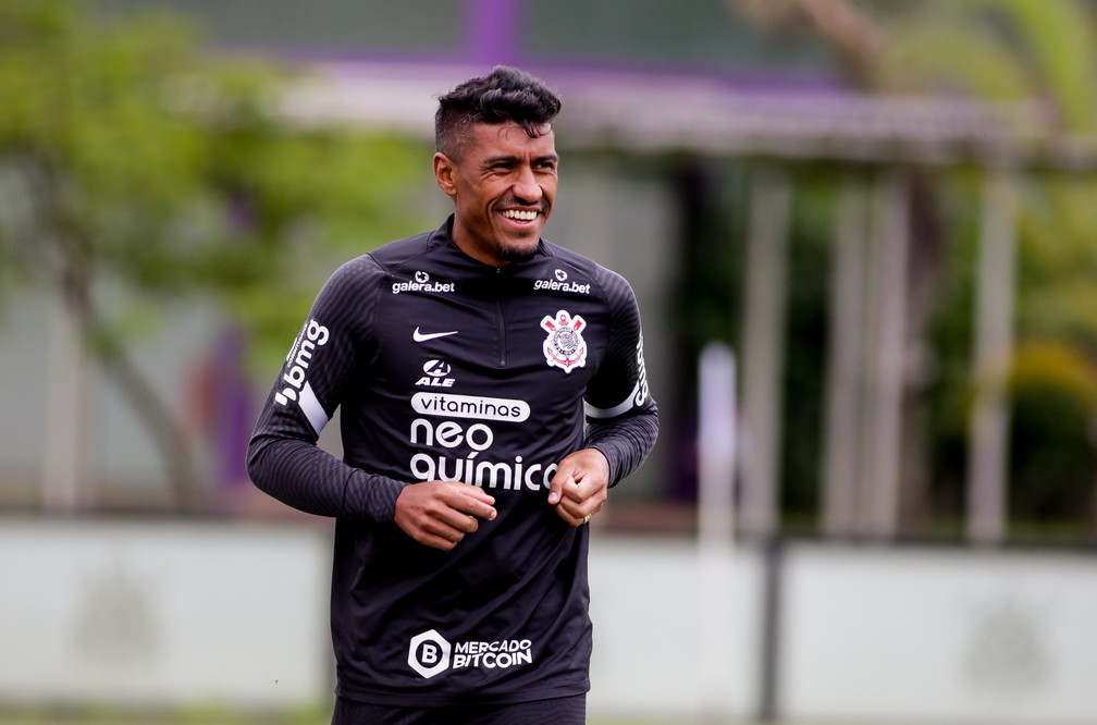 Paulinho em treino no Corinthians — Foto: Rodrigo Coca/Ag. Corinthians