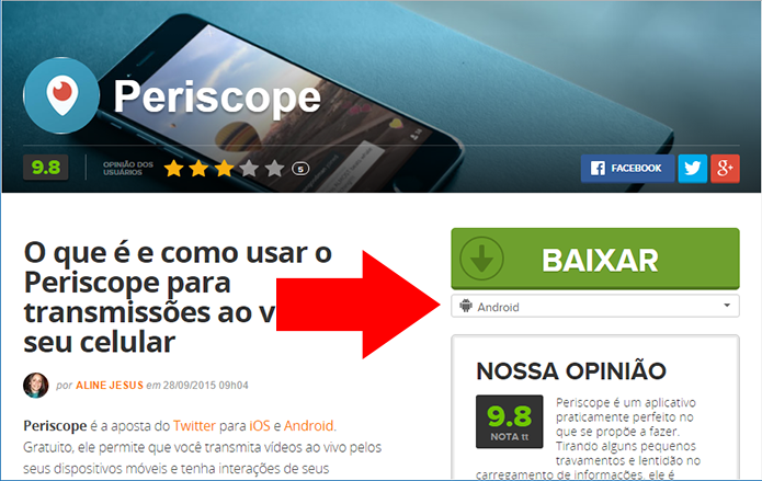 Baixe o Periscope para Android (Foto: Reprodução/Paulo Alves)
