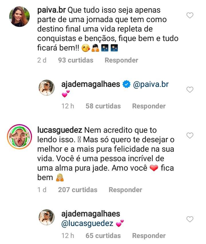 Jade Magalhães agradece apoio após término com Luan (Foto: Reprodução / Instagram)