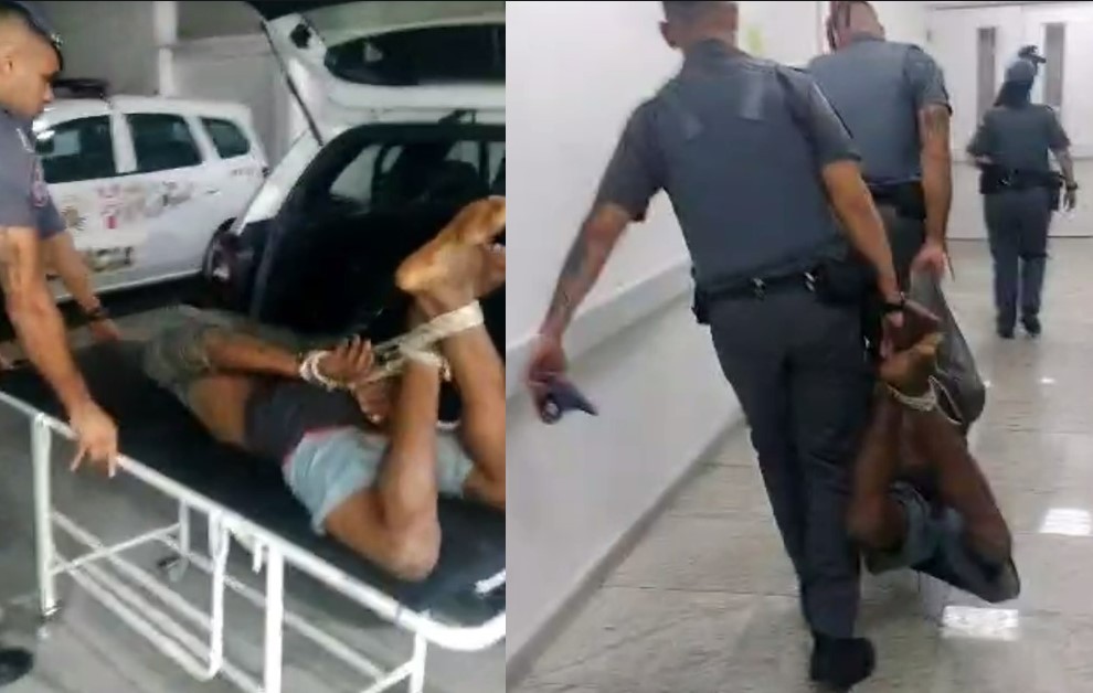 VÍDEO: suspeito de furtar produtos em mercado da Zona Sul de SP tem mãos e pés amarrados com corda por policiais
