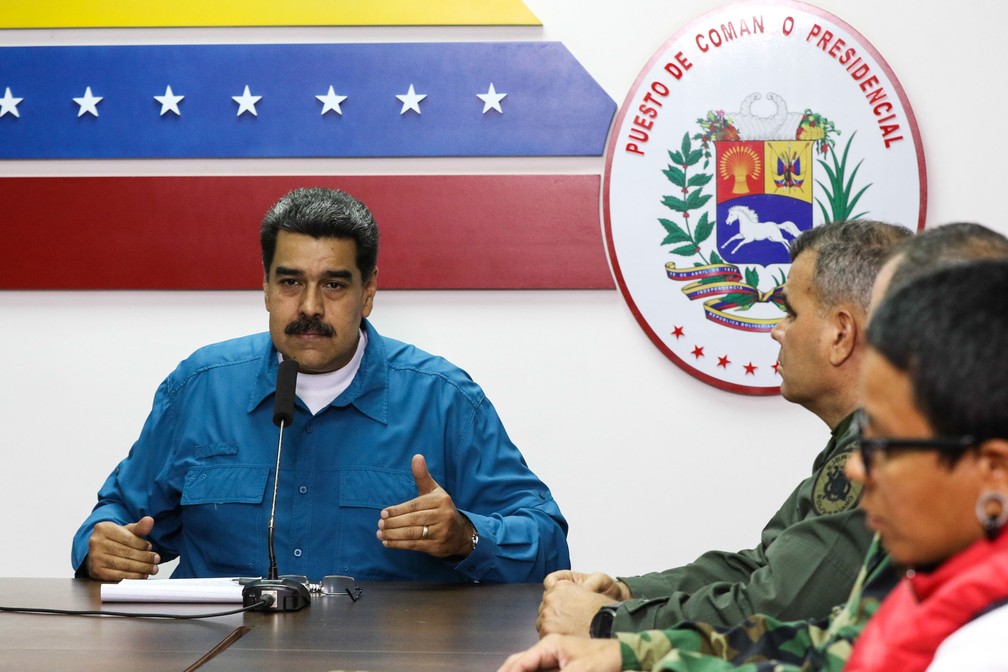 Nicolás Maduro discursa neste domingo (31) sobre plano de racionamento após apagões na Venezuela — Foto: HO /Venezuelan Presidency/ AFP