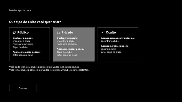 Crie seu próprio clube no Xbox One (Foto: Reprodução/Murilo Molina)