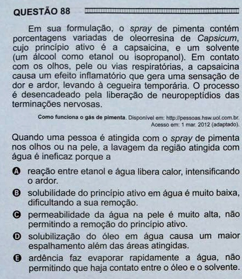 ENEM 2016 - 1º DIA - PROVA BRANCA - QUESTÃO 88 (Foto: G1 )