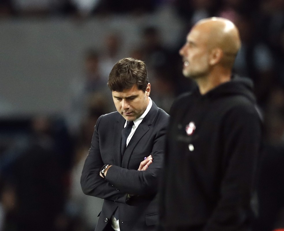 Mauricio Pochettino Pep Guardiola PSG x Manchester City — Foto: Benoit Tessier
