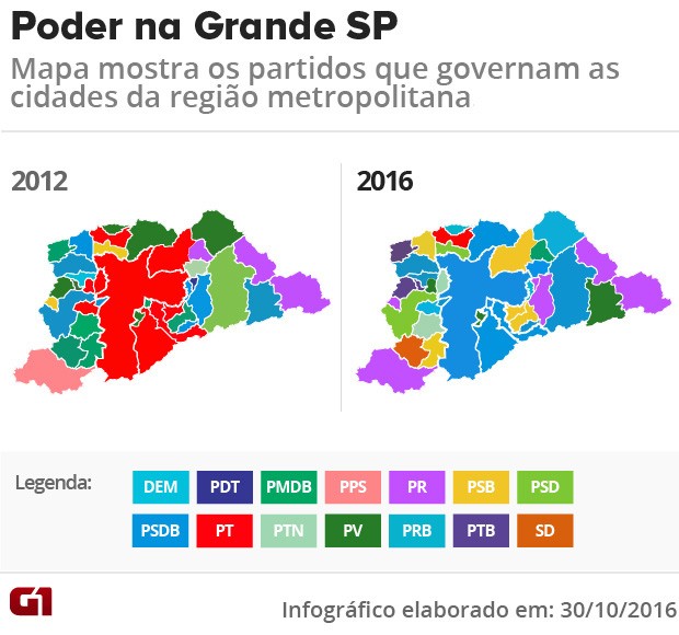 Mapa apuração grande São Paulo (Foto: Editoria de Arte/G1)