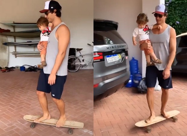André Resende anda de skate com o filho, Rael (Foto: Reprodução/Instagram)