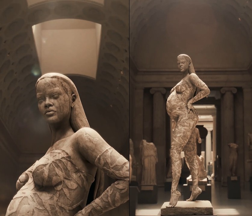 Rihanna é homenageada com estátua de mármore a partir de sua foto na capa da Vogue US (Foto: Reprodução/ Instagram @annieleibovitz)
