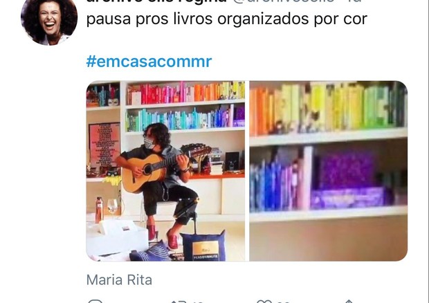 Coleção de estatuetas do Grammy e decoração da sala de Maria Rita roubam a cena em live e viralizam na web (Foto: Reprodução/Instagram )