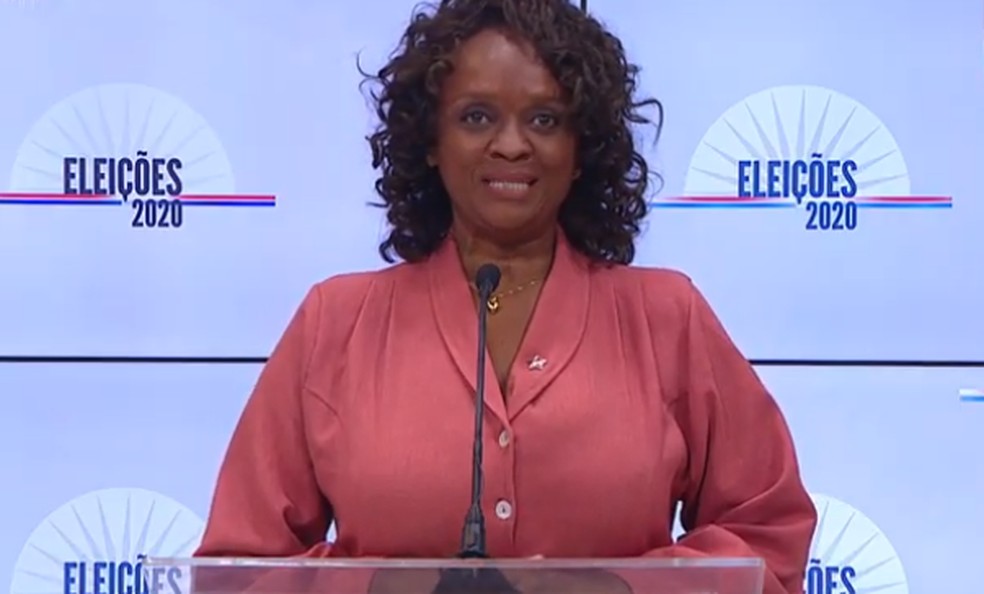 A candidata Major Denice (PT) no debate da TV Educadora — Foto: Reprodução / Youtube