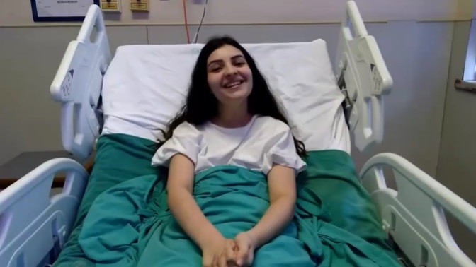 Mabel Calzolari no hospital (Foto: Reprodução)
