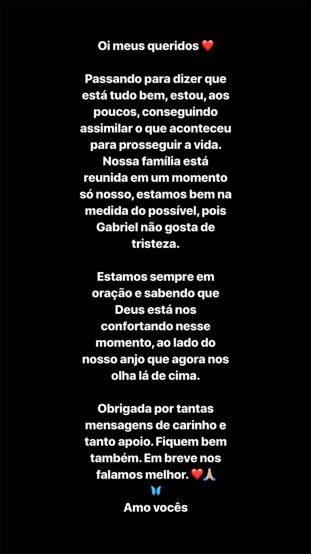 Karoline Calheiros, namorada de Gabriel Diniz, se pronuncia pela primeira vez após morte do cantor (Foto: Reprodução /  Instagram)