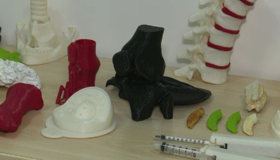 modelos didáticos em 3D de ossos e membros de animais são impressos para estimular o aprendizado de alunos (Foto: Reprodução/Rede Amazônica Acre)