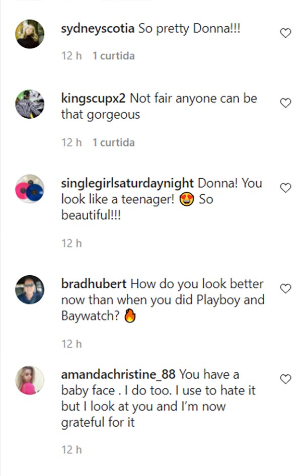 Comentários no post de Donna D'Errico (Foto: Reprodução / Instagram)