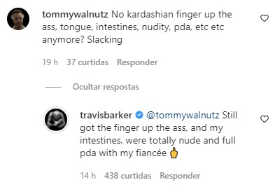 Travis Barker detona fã que ironizou posts carinhosos dele com Kourtney (Foto: Reprodução/Instagram)