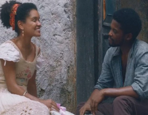 Zayla e Guebo são interpretados por Heslaine Vieira e Maicon Rodrigues em Nos Tempos do Imperador (Foto: TV Globo)