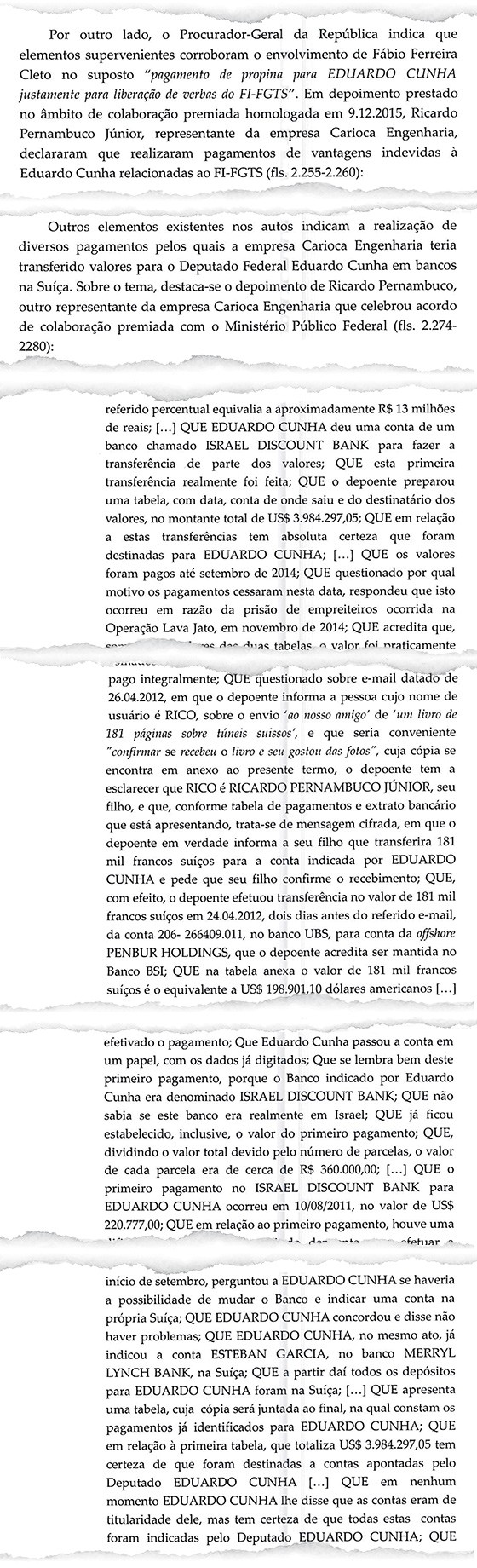 Documento obtido por ÉPOCA revela que novos delatores montaram uma rede de contas na Suíça e em Israel para pagar propina a Eduardo Cunha (Foto: Reprodução)
