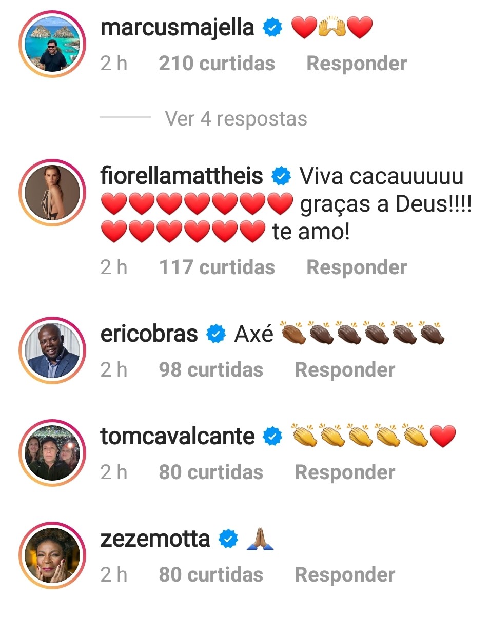 Amigos deixam mensagens carinhosa para Cacau Protásio (Foto: reprodução/instagram)