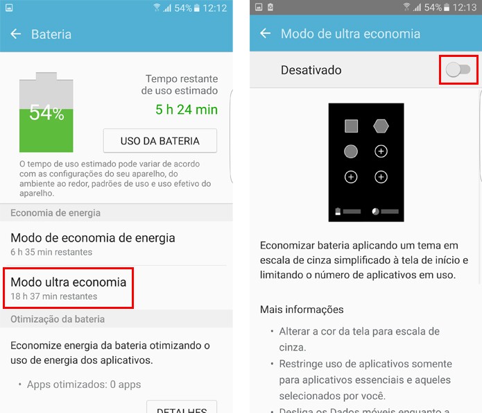 Ative o modo ultra economia de energia no Galaxy S7 (Foto: Reprodução/Aline Batista)