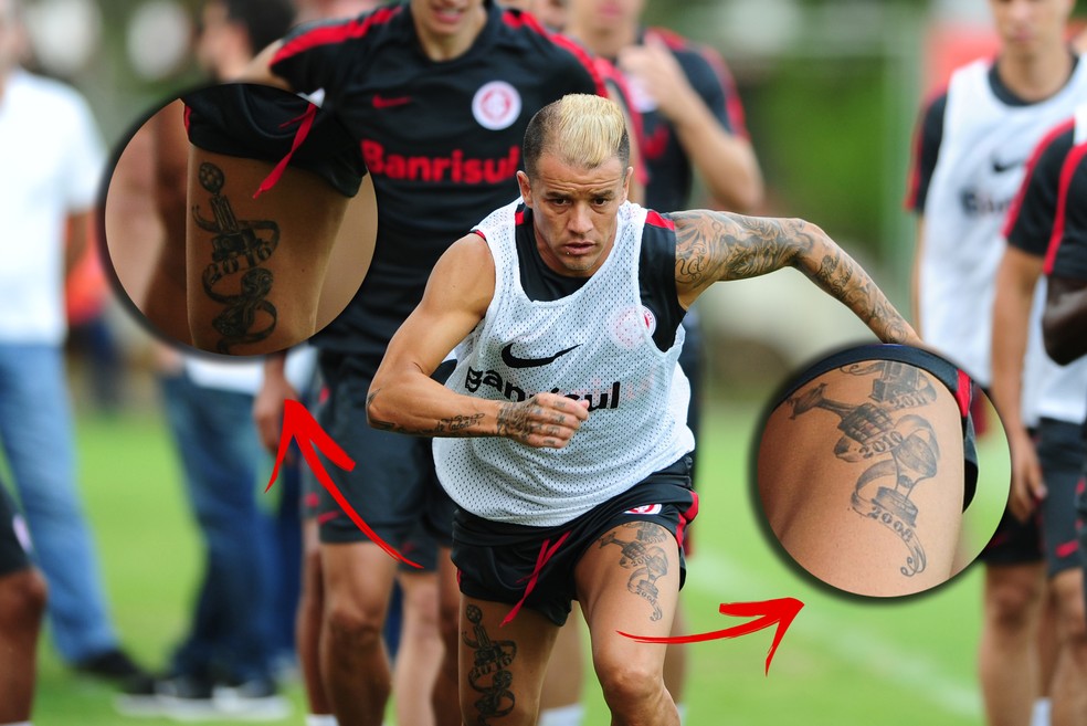 D'Ale faz homenagens a t&Atilde;&shy;tulos conquistados por Inter e River &acirc;?? Foto: Arte sobre foto de Ricardo Duarte / Inter
