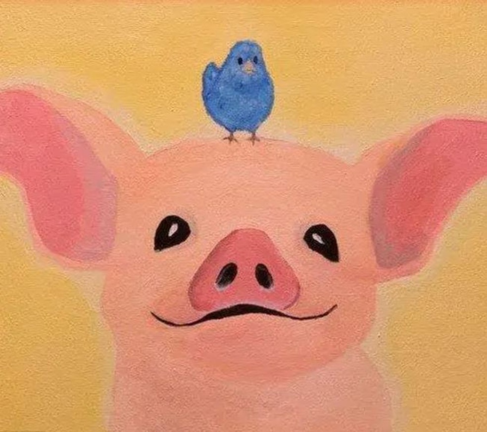 Oficina para pintar porquinho sobre tela. — Foto: Reprodução