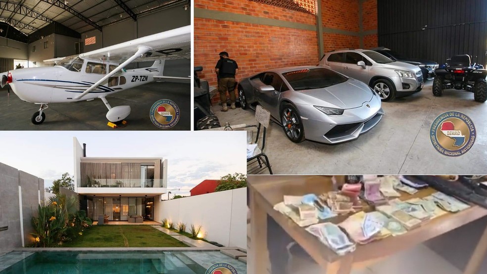 Bens foram apreendidos em propriedades de Paraguaios.  — Foto: Polícia do Paraguai/Reprodução