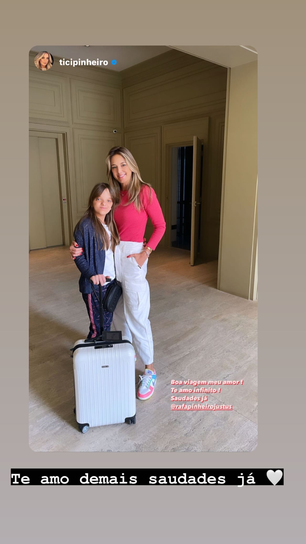 Rafaella Justus se declara a Ticiane Pinheiro antes de viagem  (Foto: Reprodução/Instagram)
