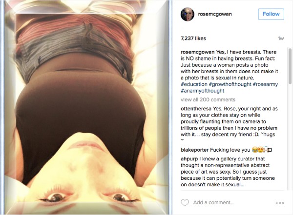 A atriz Rose McGowan provocou seus fãs mais conservadores (Foto: Instagram)