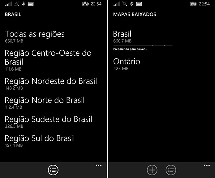 Windows Phone oferece a opção de baixar mapas para serem utilizados offline no aparelho (Foto: Reprodução/Elson de Souza)