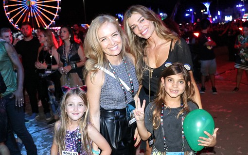 Angélica e Grazi Massaera levaram as filhas, Eva e Sophia, para curtirem os shows de Charlie Puth e Anitta