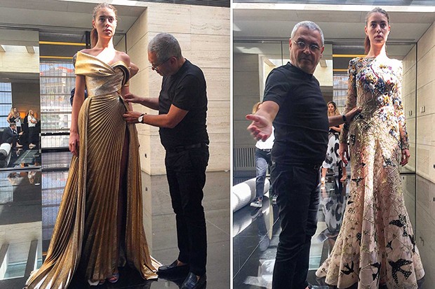 Elie Saab in his Beirut atelier, at work on two evening gowns for Paris Couture Week (Foto: @SuzyMenkesVogue)