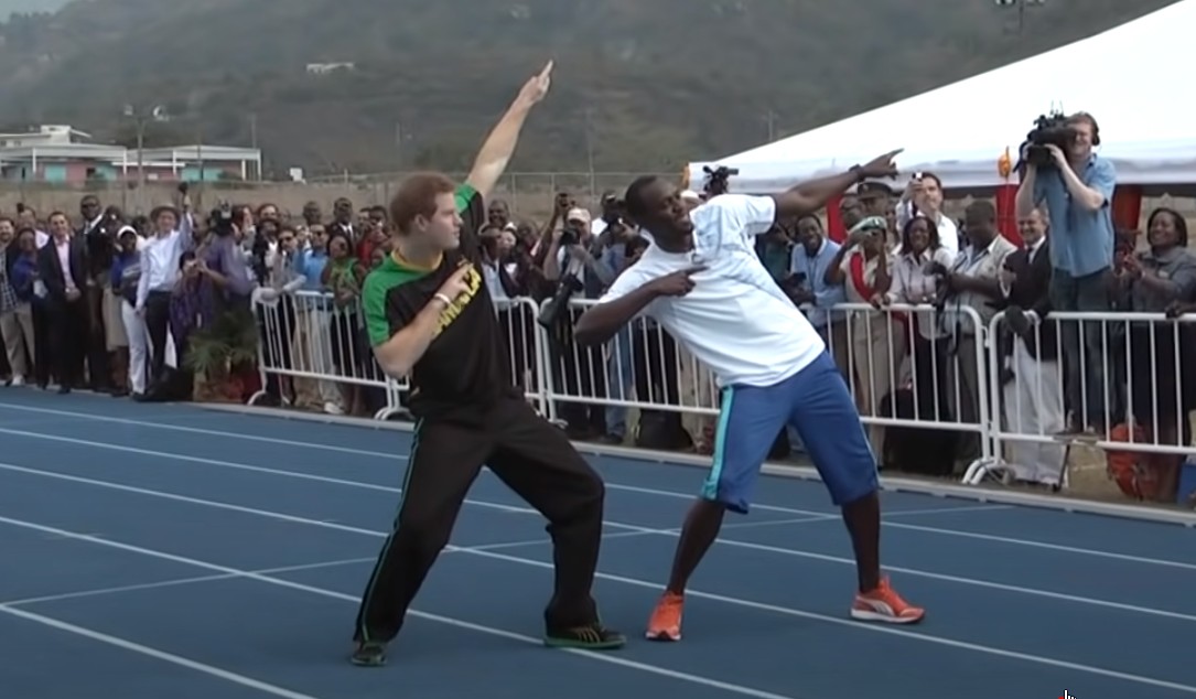 O príncipe Harry e Usain Bolt (Foto: reprodução)