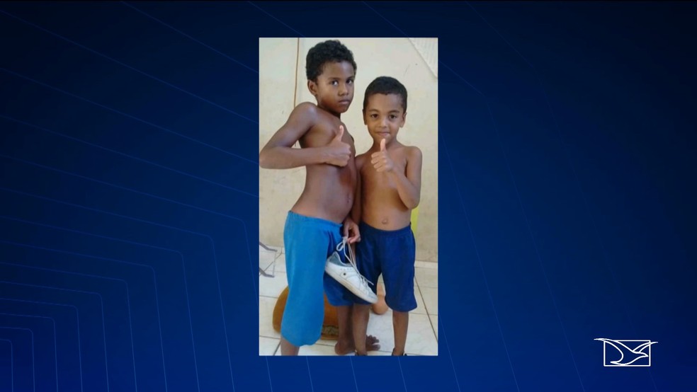  Michel Oliveira, de 5 anos, e Yago Railan, 6, morreram afogados no riacho do Pinto.  â Foto: ReproduÃ§Ã£o/ TV Mirante 