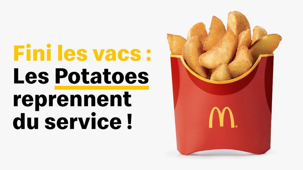 McDonald's vai trocar batatas fritas por mix de legumes na França. — Foto: Reprodução/Twitter McDonald's França